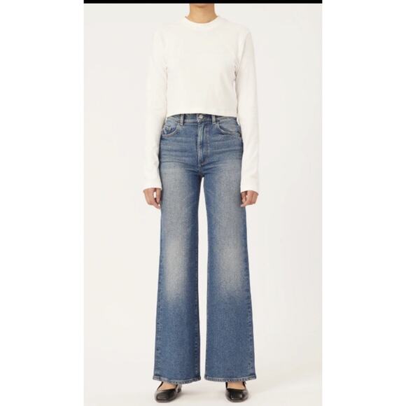 DL1961 Denim - DL1961 Hepburn High Rise Wide Leg Jeans 32" Sz 26 In East Lake MSRP $219 NWT
